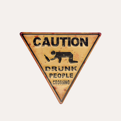 Triangular “Caution” Tin Table 35x40 cm