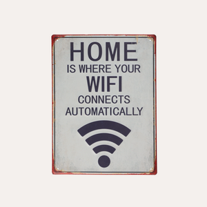"Home WiFi" decorative tin table H40x30 cm