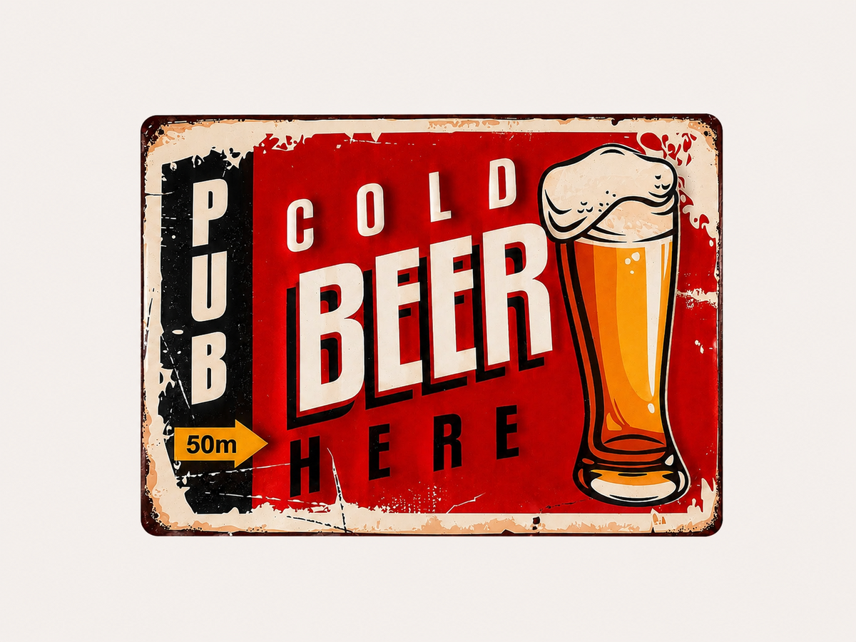 Tableau décoratif "Bière Froide" en tôle H40x30 cm