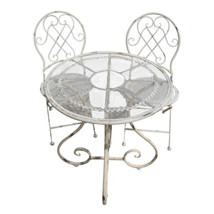 Set da Giardino in Ferro Bianco Anticato Shabby Chic