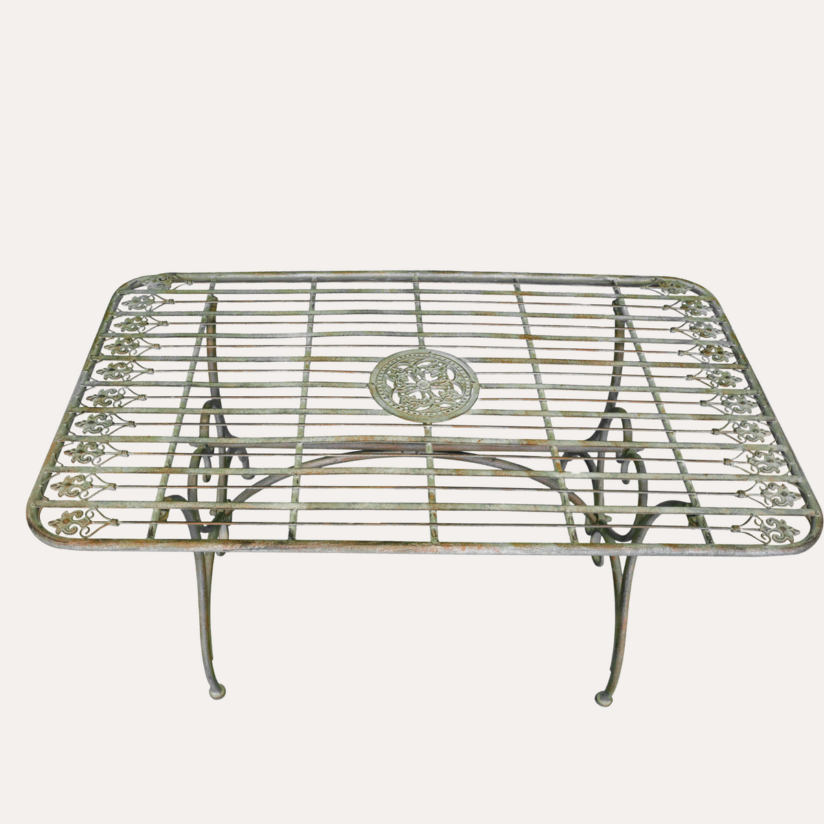 Tavolino da Fumo Antik in Ferro Verde (H 56 x L 106 x P 60 cm)
