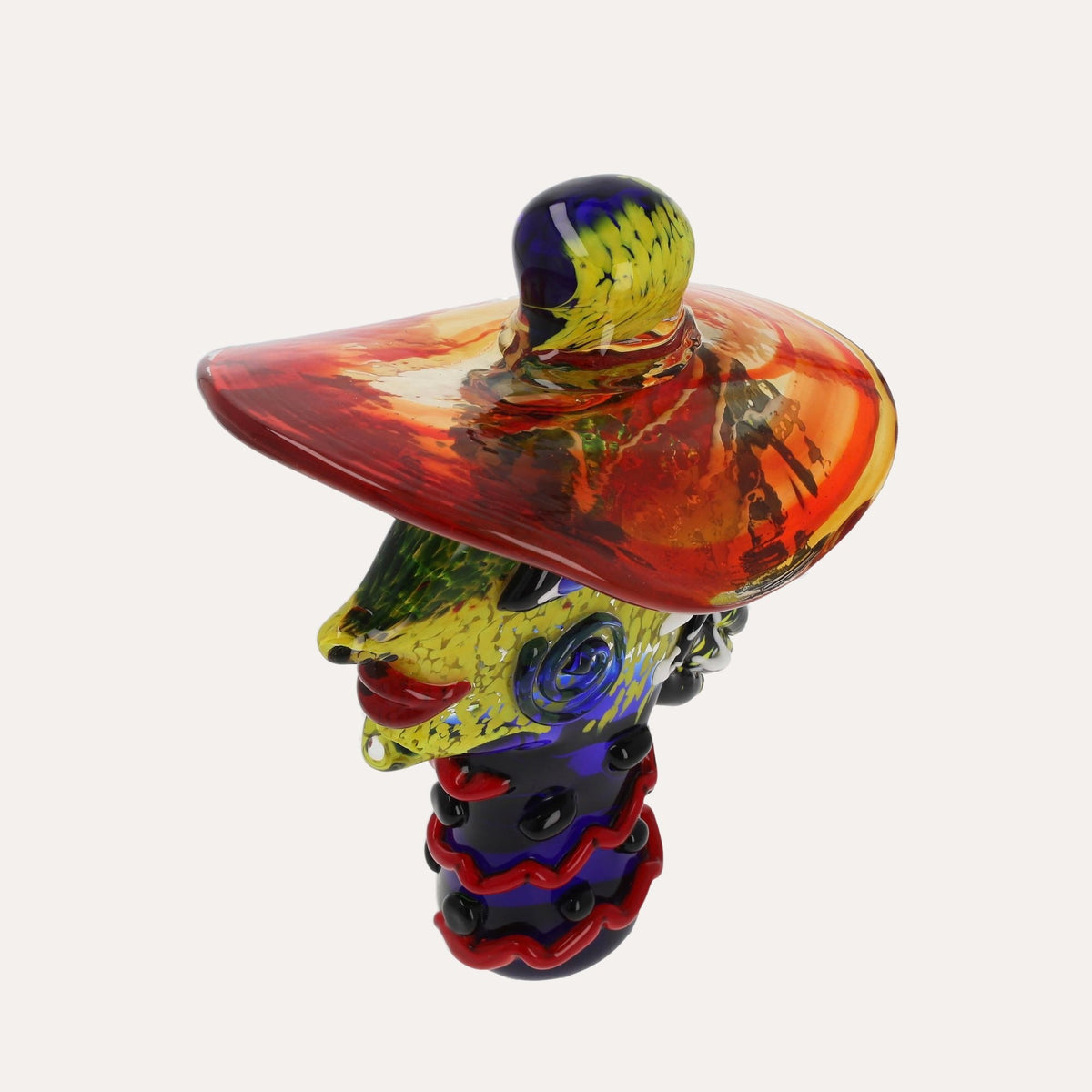 Scultura con Cappello in Vetro Pieno Multicolore H.33 cm - KeyHome Store