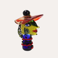 Scultura con Cappello in Vetro Pieno Multicolore H.33 cm - KeyHome Store