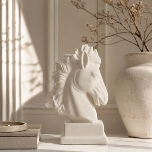 Testa di Cavallo Grande in Ceramica Bianca H.50x26x14 cm