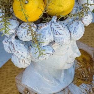 Vaso Donna con Corona Limoni in Ceramica Bianco H.28 cm - KeyHome Store