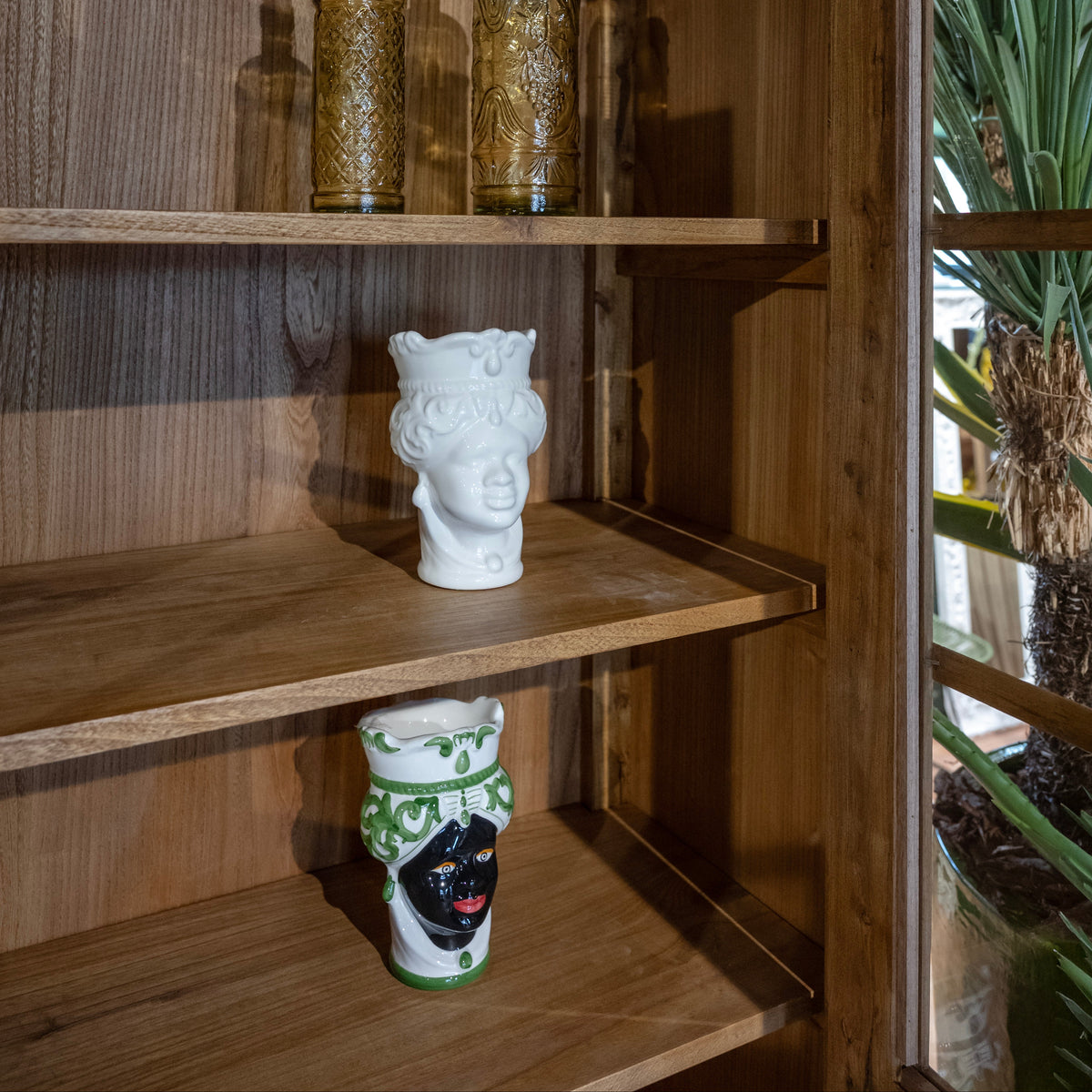 Testa di Moro Uomo Piccolo in Ceramica Verde H.20 cm - KeyHome Store