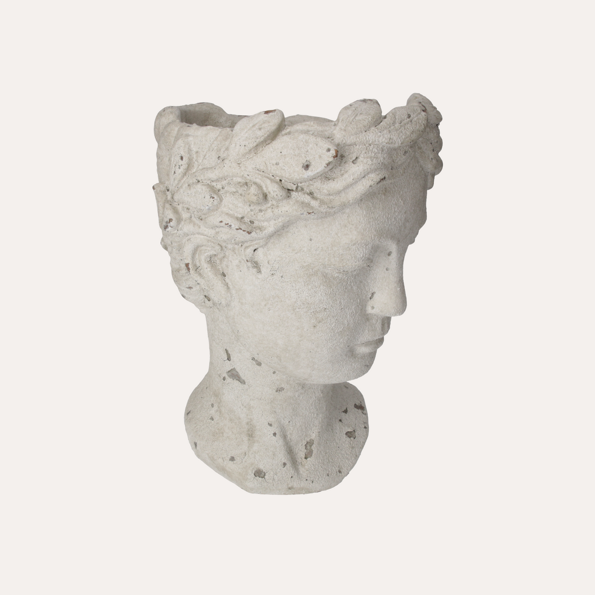 Decorative Plant Holder Head in White Resin, Height 35 cm