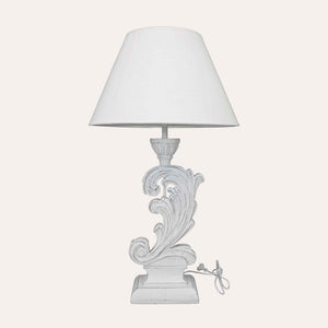 Lampada Shabby Chic con Base in Legno a Forma di Foglia
