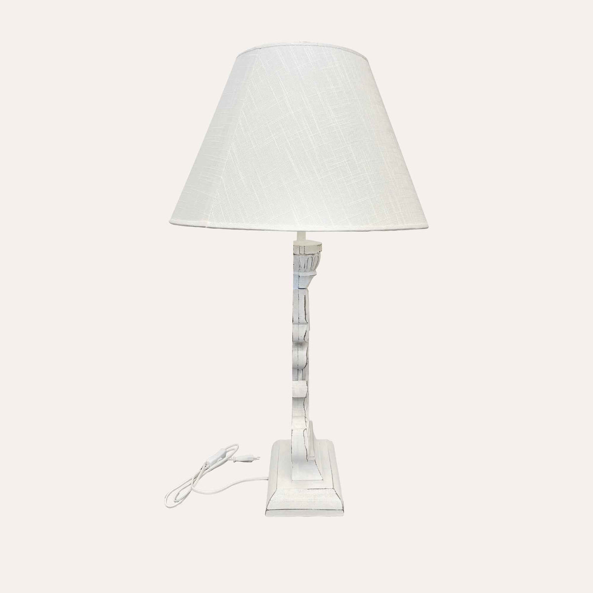 Lampada Shabby Chic con Base in Legno a Forma di Foglia