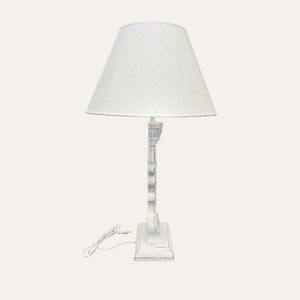 Lampada Shabby Chic con Base in Legno a Forma di Foglia