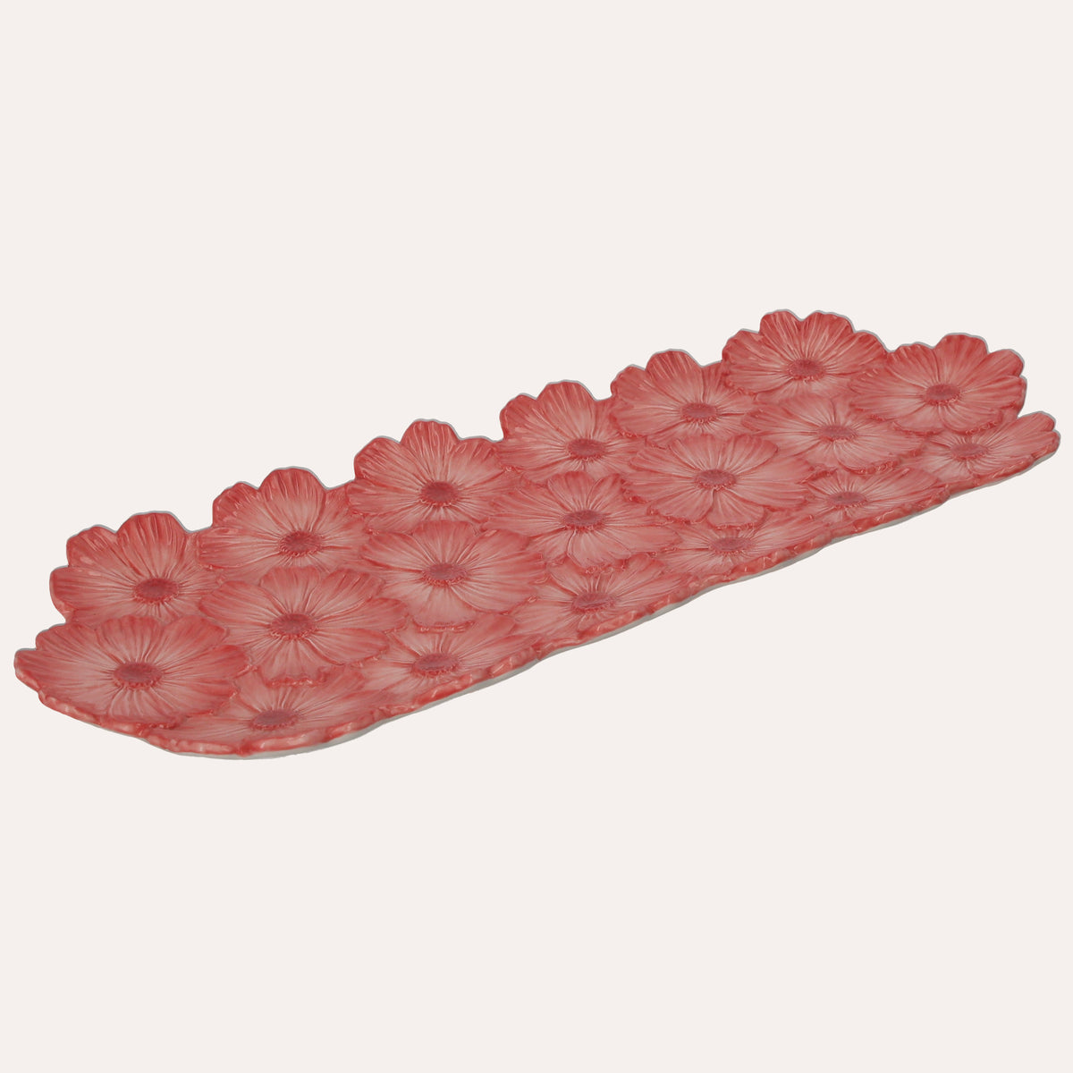 Vassoio Rosa in Ceramica con Gerbere Decorative