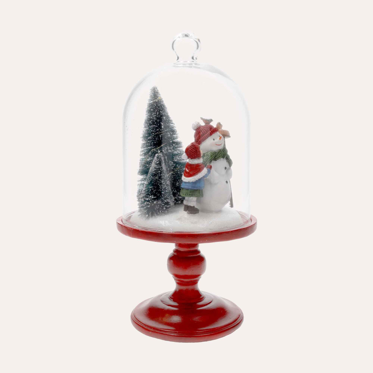 Glass Display Case with Snowman and LED Lights for Gifts