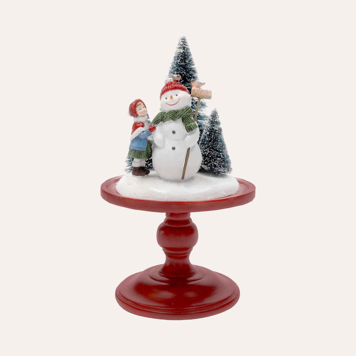 Glass Display Case with Snowman and LED Lights for Gifts
