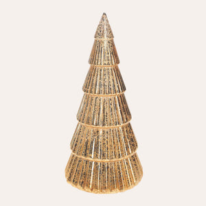 Arbre LED en verre doré pour centres de table de Noël