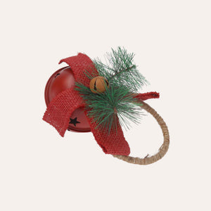 Rote Weihnachtskugel aus Metall mit Rassel und Zweig