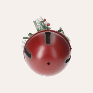 Rote Weihnachtskugel aus Metall mit Rassel und Kiefer