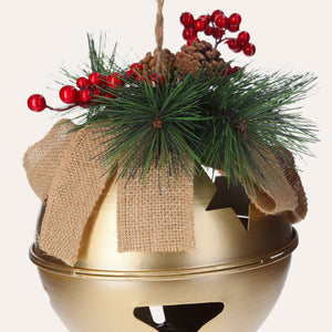 Boule de Noël en métal doré avec hochet festif