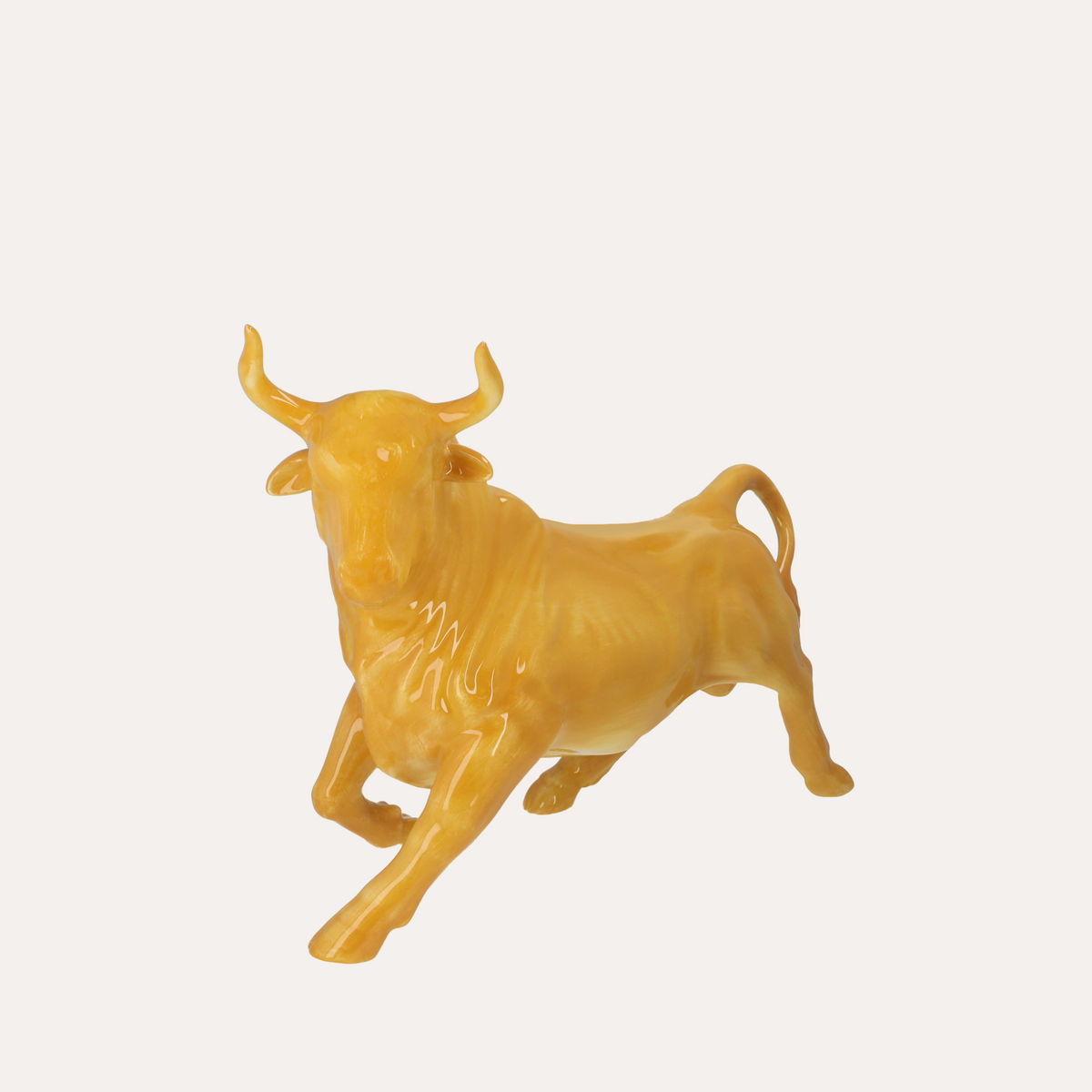 Toro Decorativo in Ceramica Gialla