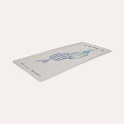 Plateau rectangulaire en céramique à décor de poissons
