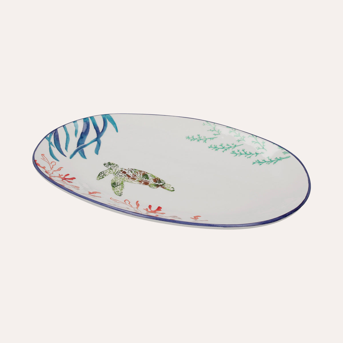 Vassoio Ovale in Ceramica con Tartaruga