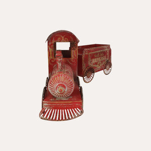 Trenino Natalizio con Carretto in Latta Rosso H.68x28 cm - KeyHome Store