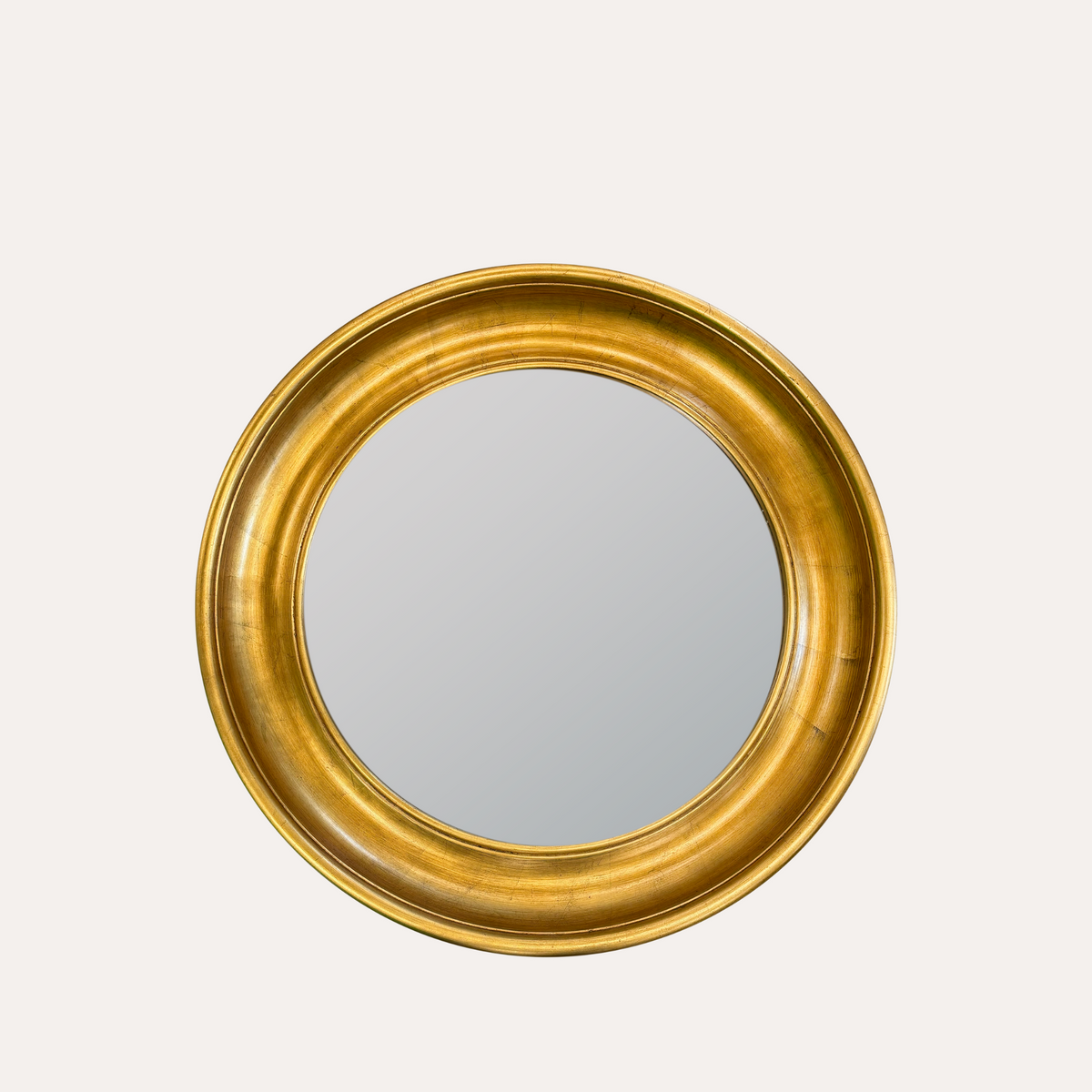 Specchio Rotondo in Legno con Cornice Oro Ø 90 cm