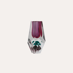 Jarrón Diamond de cristal fucsia Alt. 19 cm