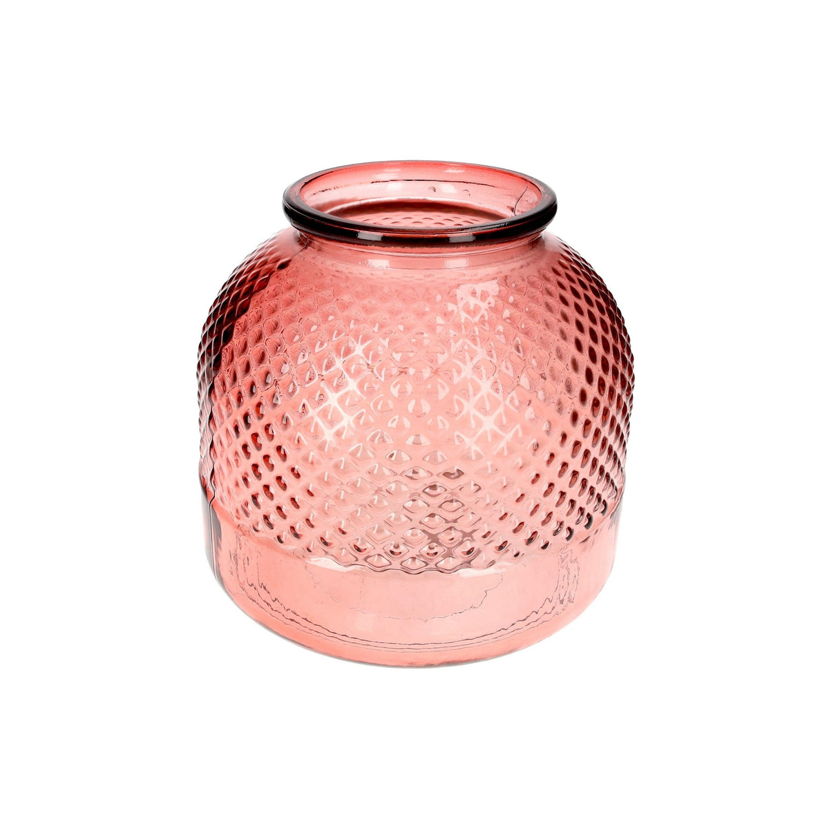 Decorative Diamond Vase in Recycled Pink Glass