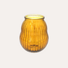 Yellow rounded striped glass vase h.23 x d.20 cm