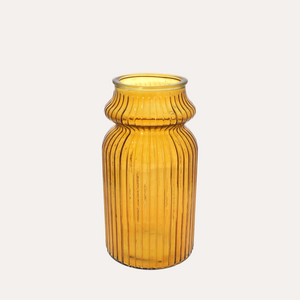 Low Rigato Yellow Glass Vase H29 D14.5
