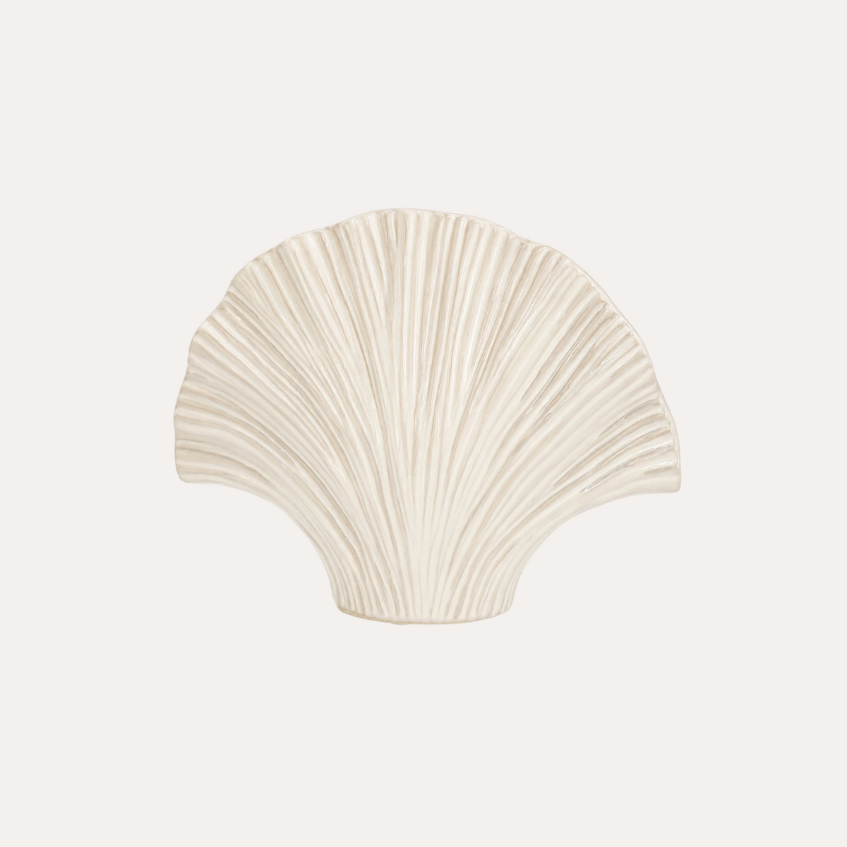 Small Shell Vase in Mother of Pearl White Ceramic H.19x26x8 cm