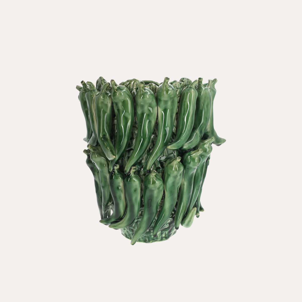 Vaso Peperoncini in Ceramica Verde Lucido H.31 D.28 cm