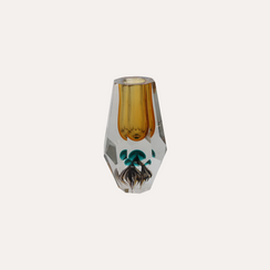 Jarrón de cristal Diamante con fondo amarillo, altura 19 cm