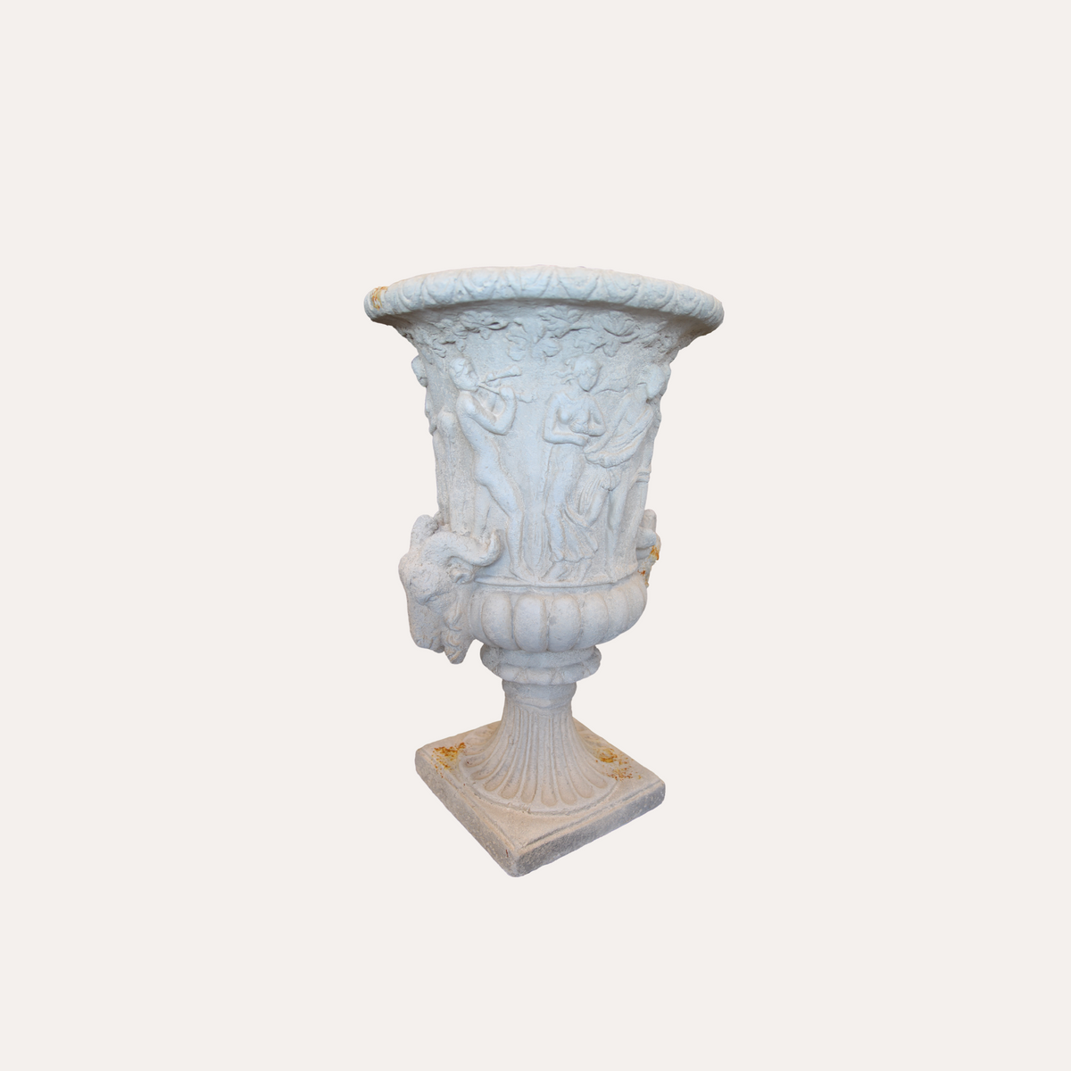 Vaso Arieti in Resina Decapata Bianco H.77 x D.48 cm