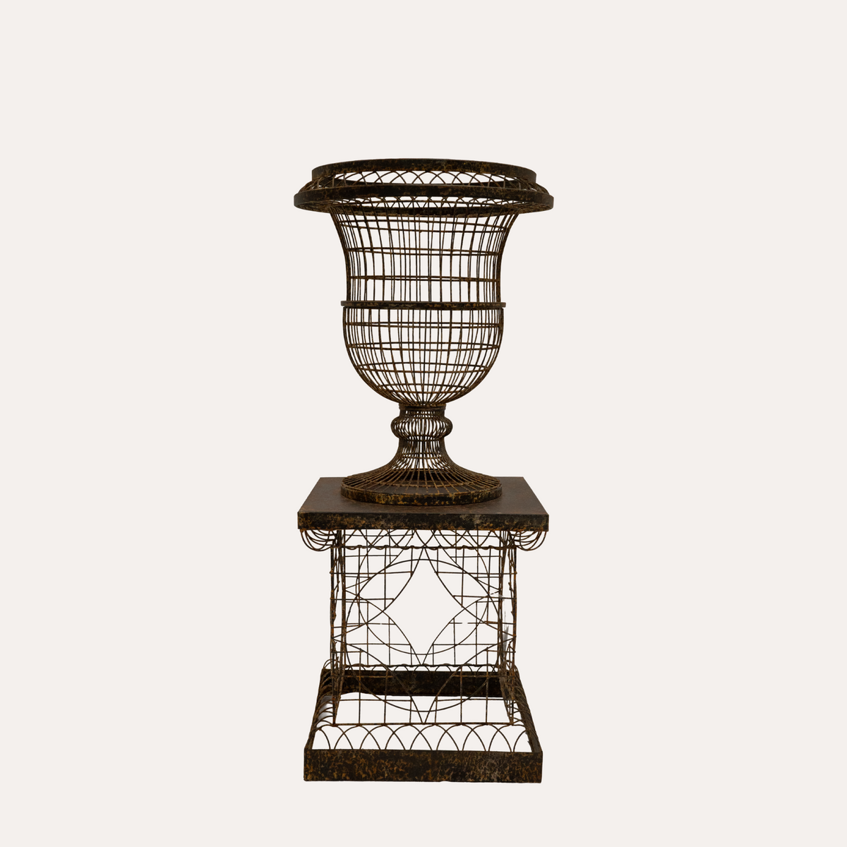 Vaso con Base Rialzata Marrone Ruggine H.92 cm