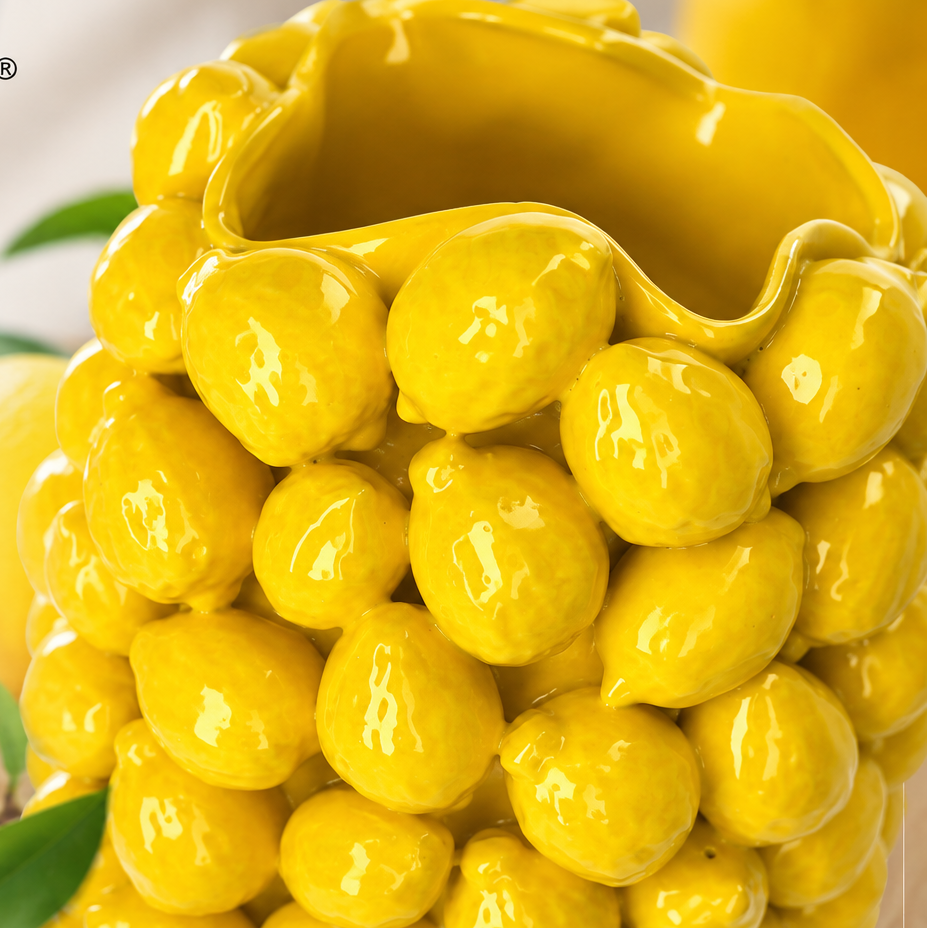 Vaso Limoni e Foglie in Ceramica Giallo H.46 cm - KeyHome Store