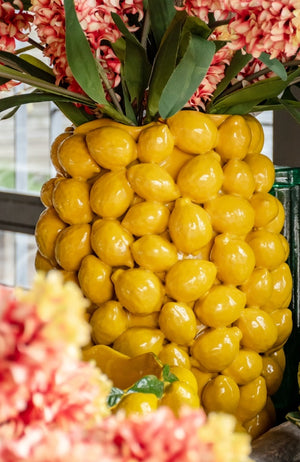 Vaso Limoni e Foglie in Ceramica Giallo H.46 cm - KeyHome Store