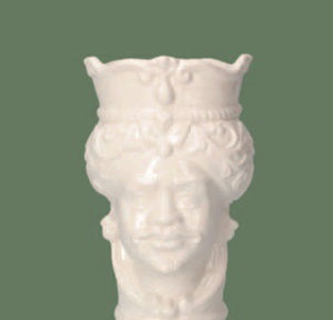 Testa di Moro Uomo Piccolo in Ceramica Bianco H.20 cm - KeyHome Store
