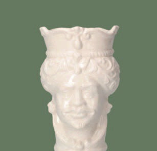 Testa di Moro Uomo Piccolo in Ceramica Bianco H.20 cm - KeyHome Store