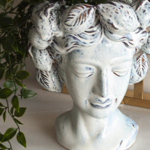 Vaso Donna con Corona Limoni in Ceramica Bianco H.28 cm - KeyHome Store