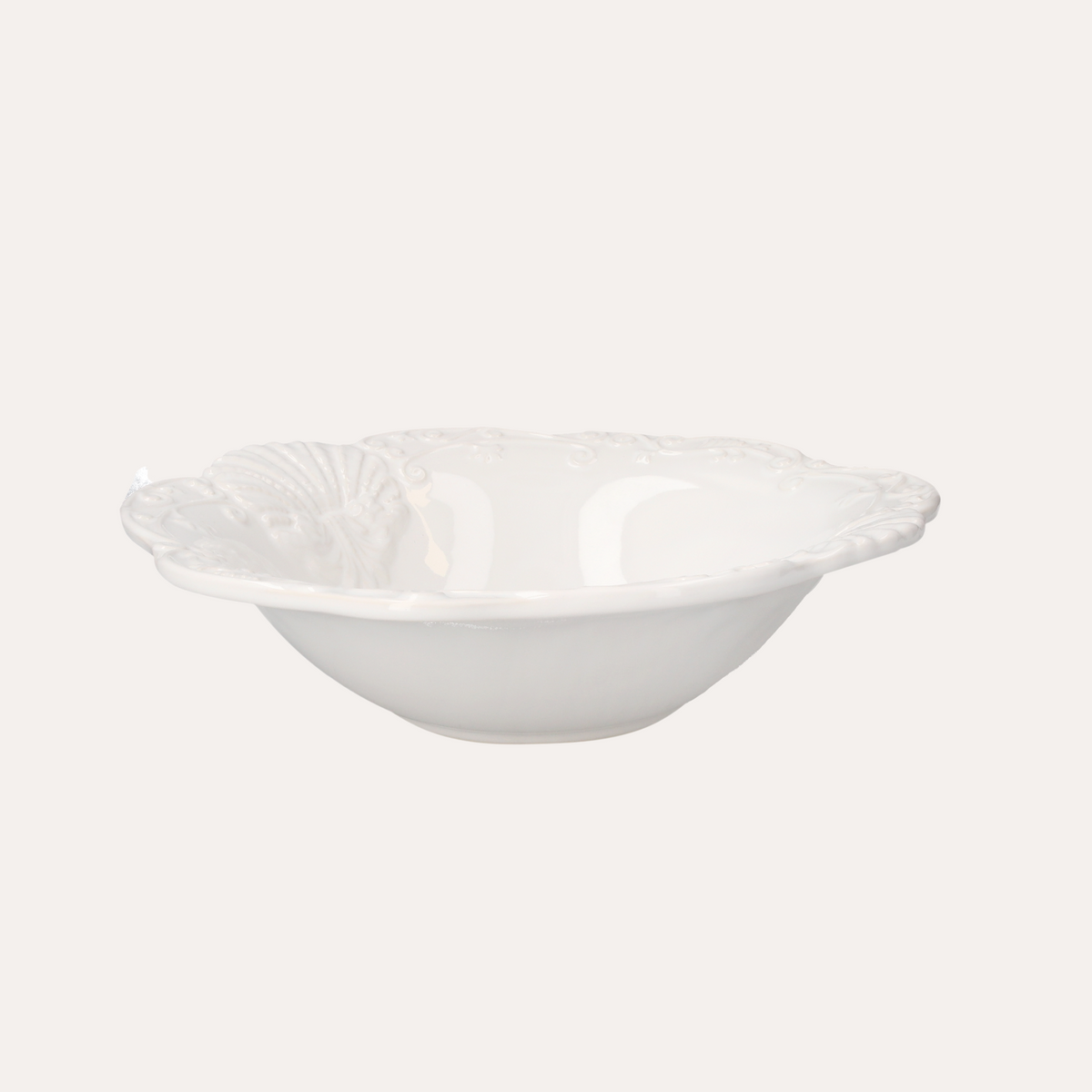 Cuenco de Centro de Mesa Concha de Cerámica Blanca Ø35 x H18 cm
