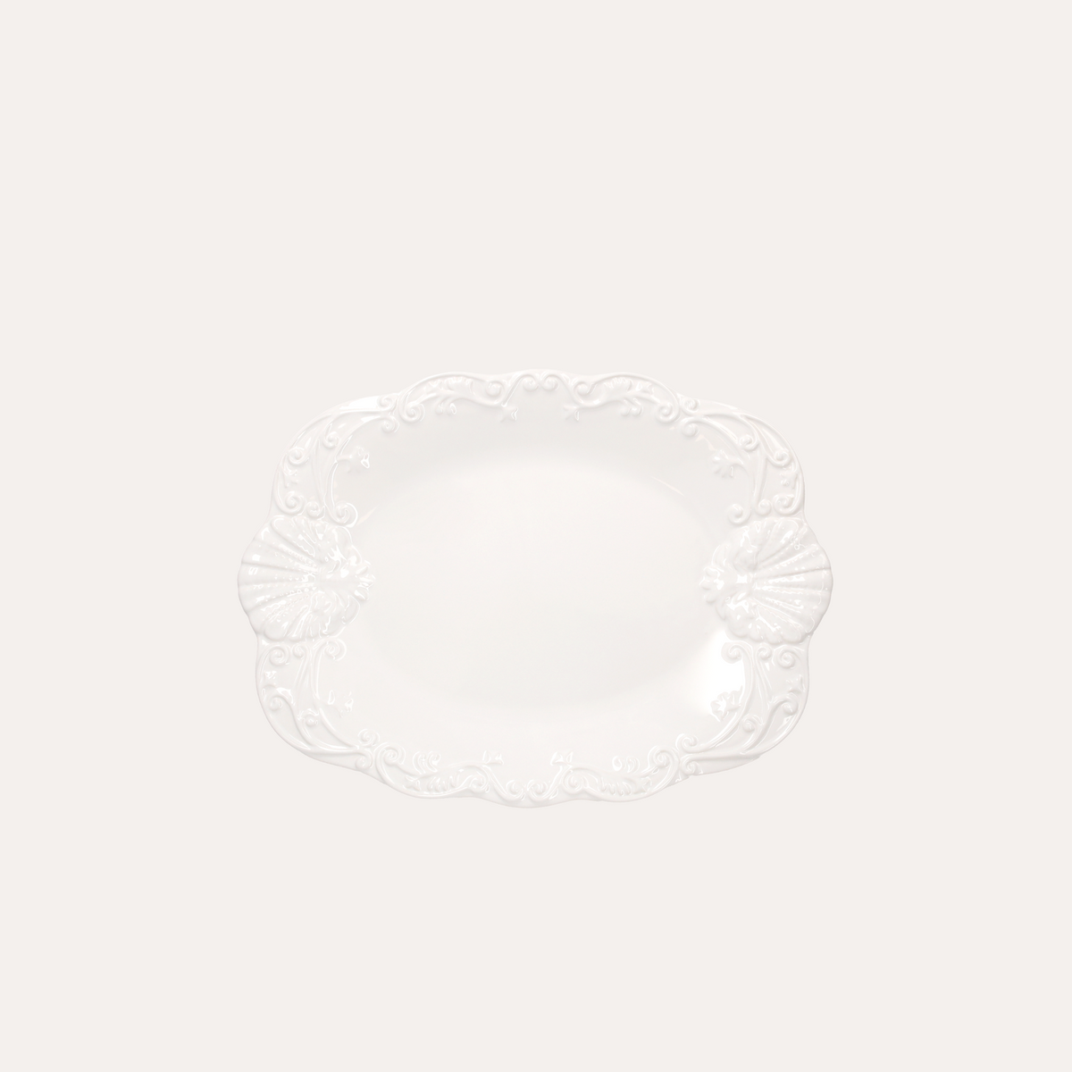 Bandeja Concha Cerámica Blanca 39x30 cm
