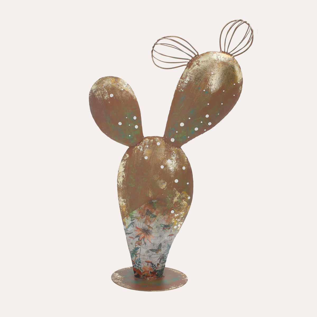 Cactus Medio in Ferro Corten Marrone Ruggine (60x34x12 cm)