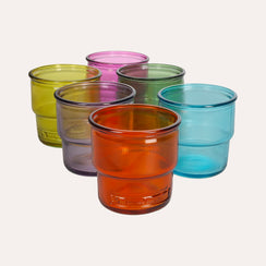 Set 6 Bicchieri Vetro Riciclato Colorati H. 9cm