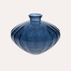 Ovale Vase aus kobaltblauem Recyclingglas, H. 14 cm