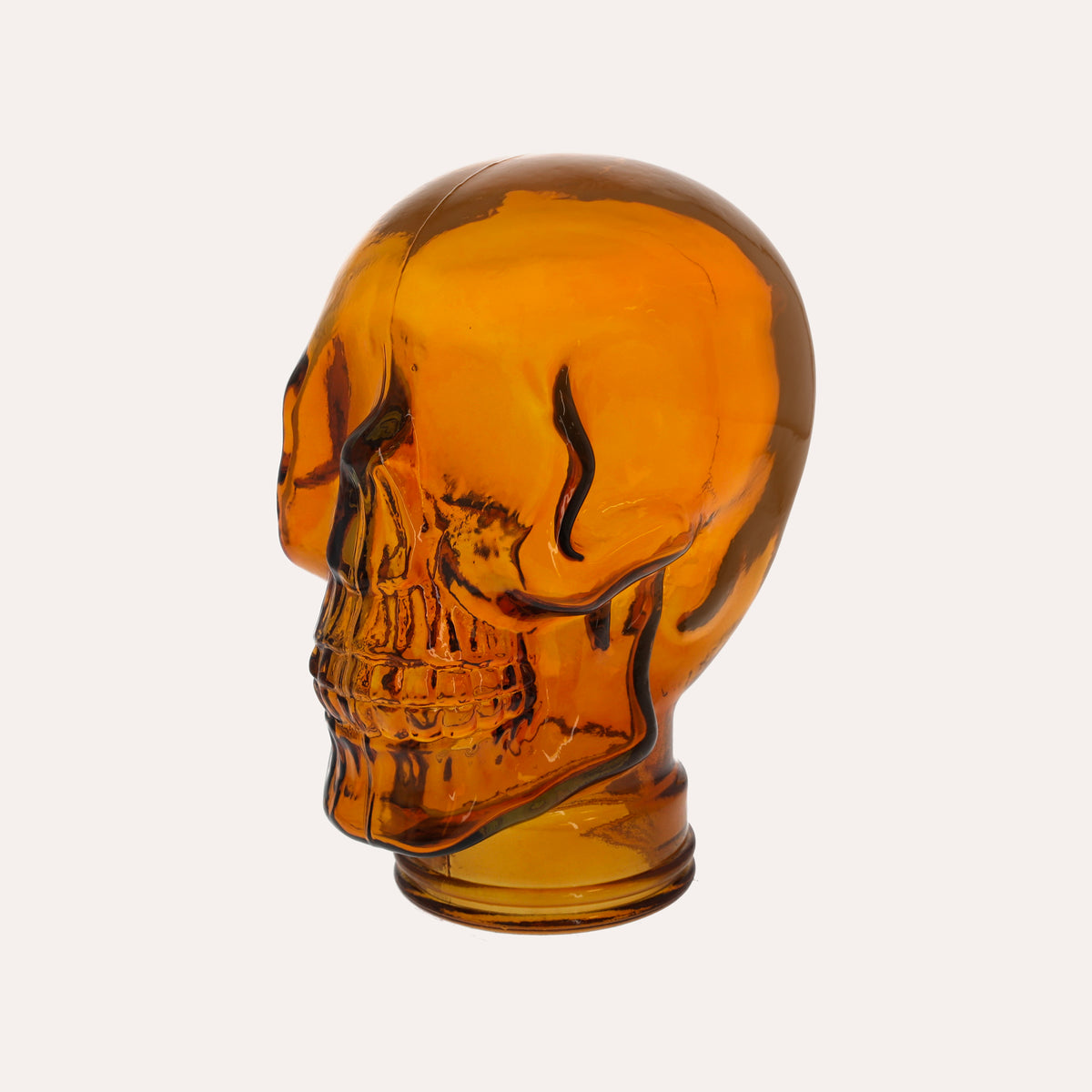 Teschio Decorativo in Vetro Arancio H. 27cm