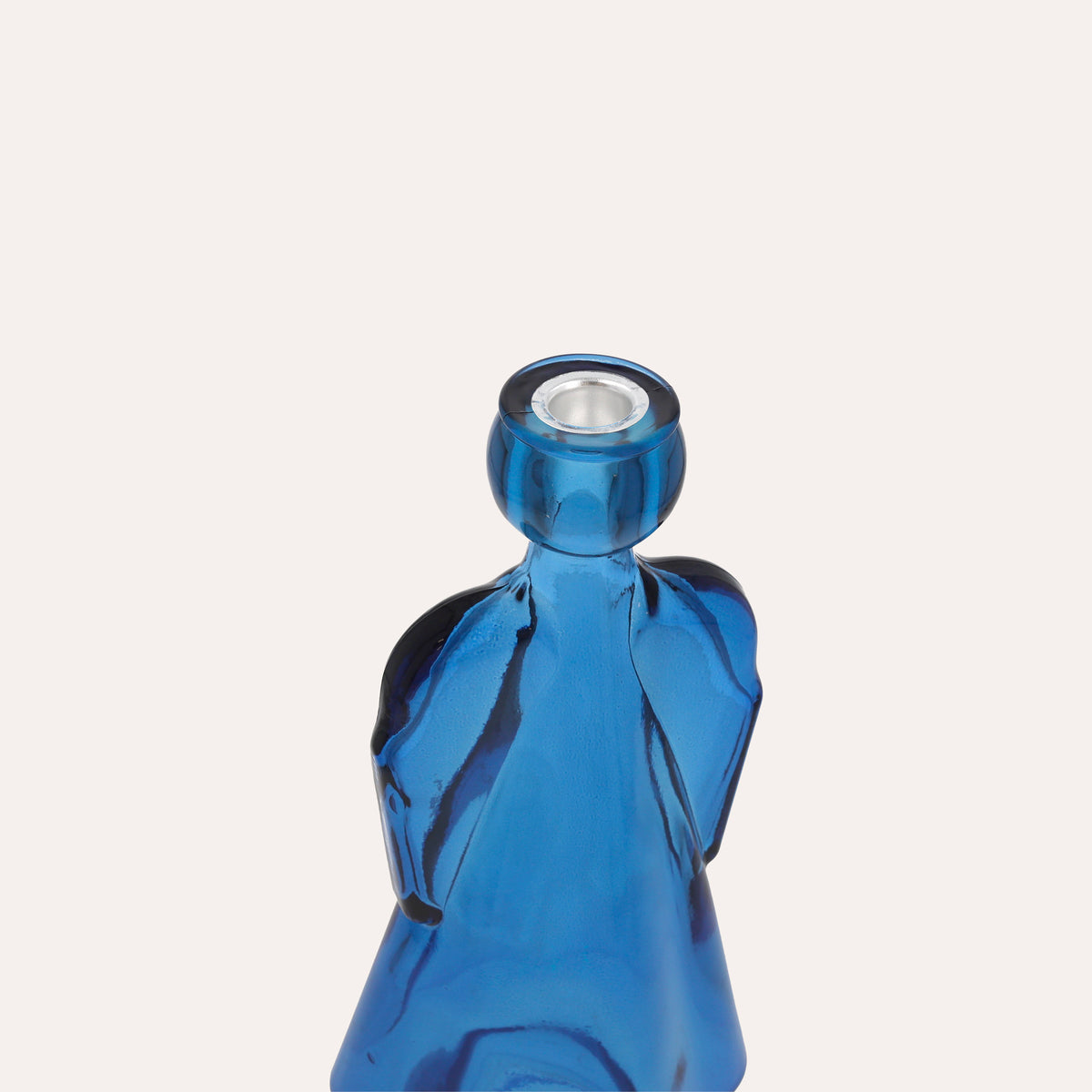Angelo in Vetro con Porta Candela Blu (10x8x24cm)