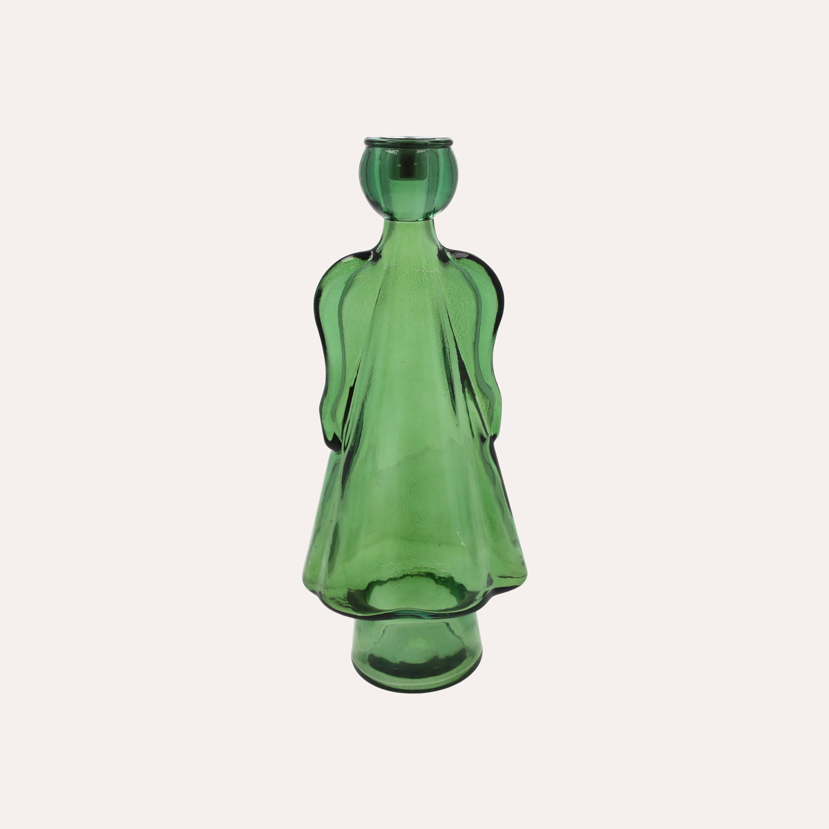 Angelo in Vetro con Porta Candela Verde (10x8x24cm)
