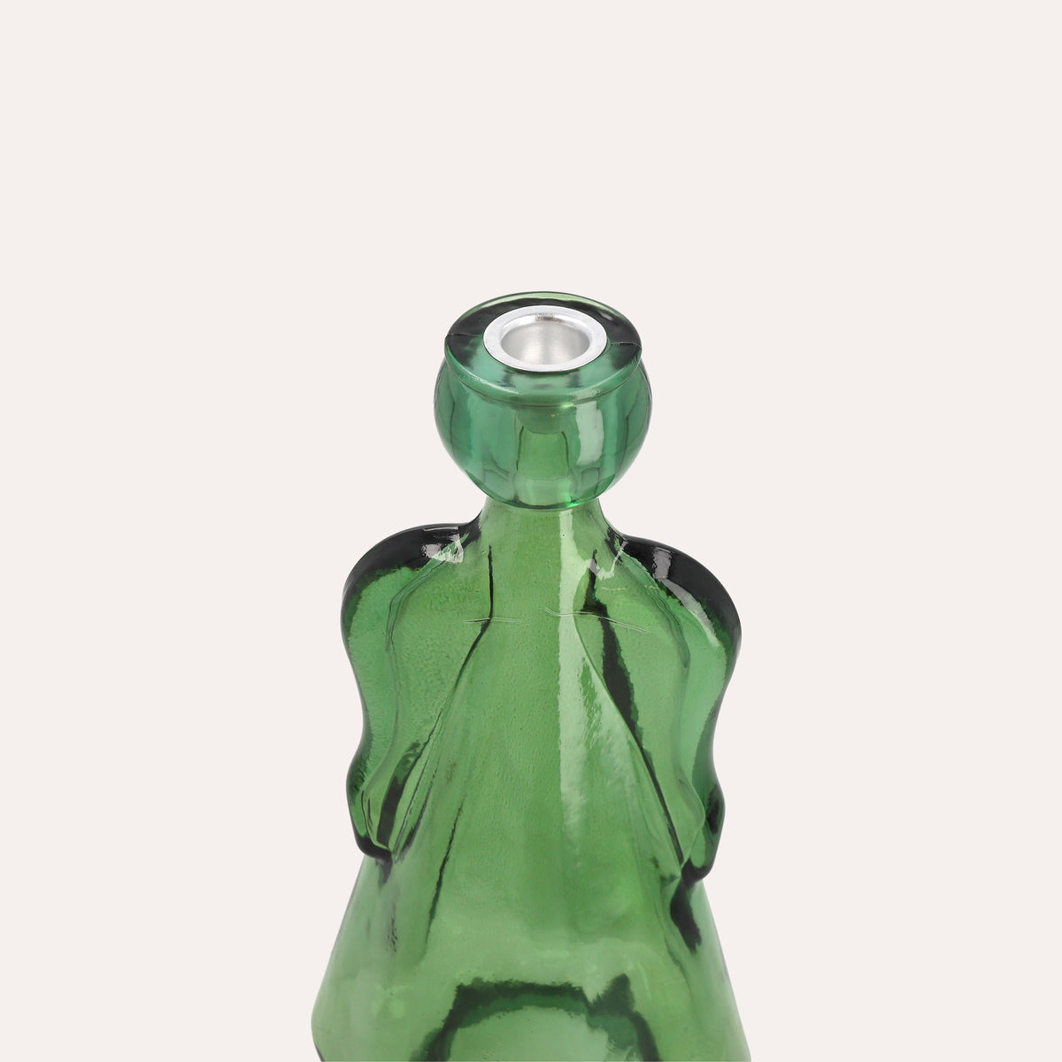 Angelo in Vetro con Porta Candela Verde (10x8x24cm)