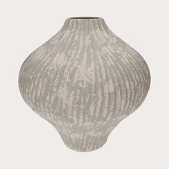 Ceramic vase with white and gray Ribs